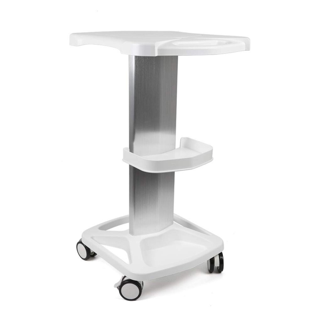 Aluminum Alloy Trolley Stand Assembled For Ultrasonic Cavitation RF Machines Salon Spa Beauty Tattoo Rolling Cart Tray USA STOCK (White)