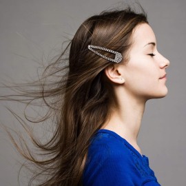 6 Pieces Rhinestone Hair Clips 3 Inch Snap Hair Barrettes Bridal Hair Barrettes Pins for Women Girls Wedding Hairpins Hair Accessories (Black, Silver, Gold)