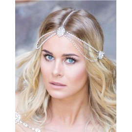Missgrace Women Dainty Bohemian Rhinestones Head Chain Hair Accessories for Bridal Missgrace Women Dainty Bohemian Rhinestones Head Chain Hair Accessories for Bridal