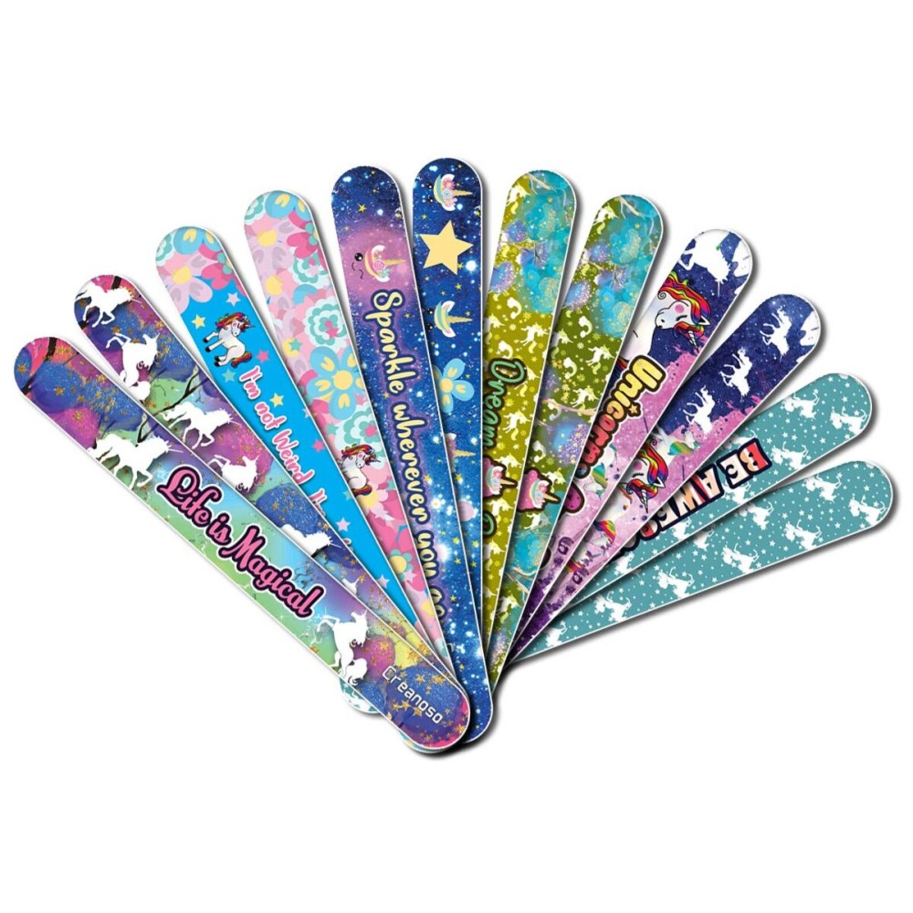 Creanoso Unicorn Emery Board (24-Pack) - Handy Nail Accessories - For Manicure Pedicure - Keep Your Fingernails and Toenails in Tip-top Shape - Great Stocking Stuffers - Beauty Need Essentials