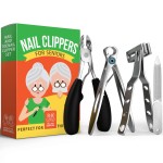 Finger & Toe Nail Clippers for Thick Nails for Seniors - 4-Piece Heavy Duty Toenail Clippers for Seniors - Professional Wide Trimmers for Diabetic People - Complete Kit with Storage Bag