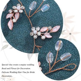 Unicra Leaf Wedding Hair Vine Flower Bridal Hair Piece Crystal Rhinestone Long Headband for Women and Girls (Rose Gold) Unicra Leaf Wedding Hair Vine Flower Bridal Hair Piece Crystal Rhinestone Long Headband for Women and Girls (Rose Gold)