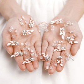 Unicra Leaf Wedding Hair Vine Flower Bridal Hair Piece Crystal Rhinestone Long Headband for Women and Girls (Rose Gold) Unicra Leaf Wedding Hair Vine Flower Bridal Hair Piece Crystal Rhinestone Long Headband for Women and Girls (Rose Gold)