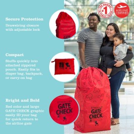 J.L. Childress Disney Baby Gate Check Bag for Single & Double Strollers - Travel Bag for Airplane, Fits Most Standard Baby Strollers, Airport Accessories for Gate Check - Mickey Mouse, Red