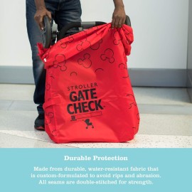 J.L. Childress Disney Baby Gate Check Bag for Single & Double Strollers - Travel Bag for Airplane, Fits Most Standard Baby Strollers, Airport Accessories for Gate Check - Mickey Mouse, Red