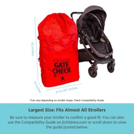J.L. Childress Disney Baby Gate Check Bag for Single & Double Strollers - Travel Bag for Airplane, Fits Most Standard Baby Strollers, Airport Accessories for Gate Check - Mickey Mouse, Red