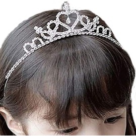 Campsis Princess Headband Rhinestone Tiara Crown Heart Shaped Hairband Hair Clip Hair Loop for Flower Girl Wedding Bridal Prom Birthday
