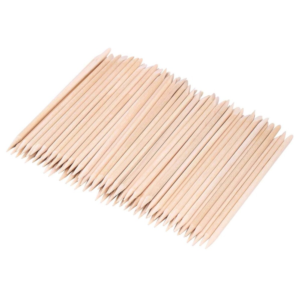Senkary 200 Pcs Orange Wood Nail Sticks, Wax Sticks for Waxing, Double Sided Cuticle Pusher Sticks for Manicure Pedicure, 4.5 Inches