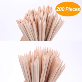 Senkary 200 Pcs Orange Wood Nail Sticks, Wax Sticks for Waxing, Double Sided Cuticle Pusher Sticks for Manicure Pedicure, 4.5 Inches