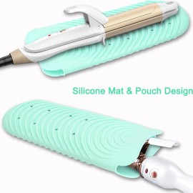 Heat Resistant Mat for Hair Tools, Silicone Heat Mat & Holder for Curling Iron, Professional Portable Travel Flat Iron Mat Pad Pouch Case Cover for Countertop Heat Resistant Mat for Hair Tools, Silicone Heat Mat & Holder for Curling Iron, Professional Portable Travel Flat Iron Mat Pad Pouch Case Cover for Countertop