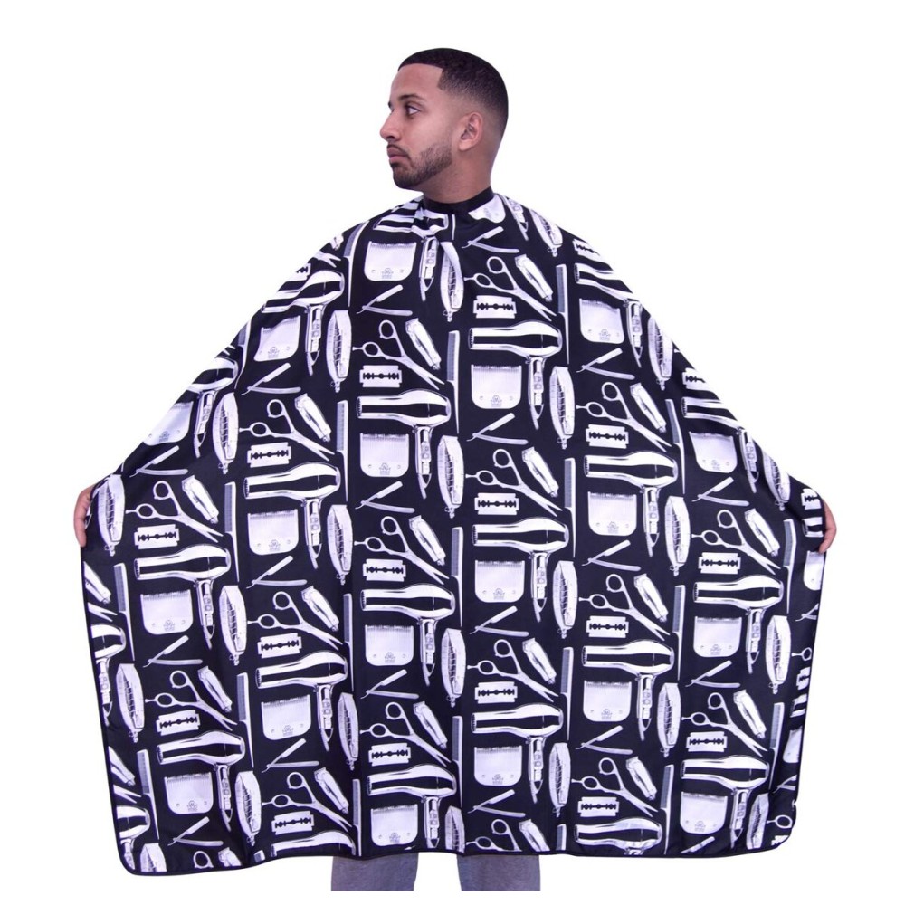 King Midas Haircutting Cape Professional Barber Cape (Black & White)
