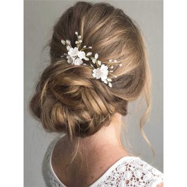 Fstrend Bridal Wedding Hair Pins White Flower Clip Gold Bride Hair Accessory for Women and Girls (Pack of 2) (Gold) Fstrend Bridal Wedding Hair Pins White Flower Clip Gold Bride Hair Accessory for Women and Girls (Pack of 2) (Gold)