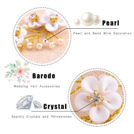 Fstrend Bridal Wedding Hair Pins White Flower Clip Gold Bride Hair Accessory for Women and Girls (Pack of 2) (Gold) Fstrend Bridal Wedding Hair Pins White Flower Clip Gold Bride Hair Accessory for Women and Girls (Pack of 2) (Gold)