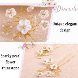 Fstrend Bridal Wedding Hair Pins White Flower Clip Gold Bride Hair Accessory for Women and Girls (Pack of 2) (Gold) Fstrend Bridal Wedding Hair Pins White Flower Clip Gold Bride Hair Accessory for Women and Girls (Pack of 2) (Gold)