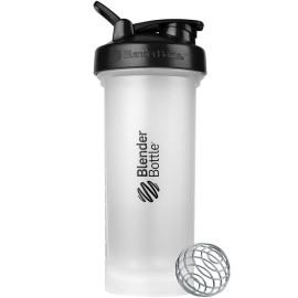 BlenderBottle Classic V2 Shaker Bottle Perfect for Protein Shakes and Pre Workout, 45-Ounce, Clear/Black