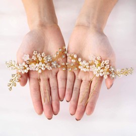 Fstrend Bridal Wedding Hair Pins Silver Sparkly Rhinestones Pearls Hair Pin Crystals Bride Hairpieces Leaves Hair Accessories for Women and Girls(Pack of 2) (Gold) Fstrend Bridal Wedding Hair Pins Silver Sparkly Rhinestones Pearls Hair Pin Crystals Bride Hairpieces Leaves Hair Accessories for Women and Girls(Pack of 2) (Gold)