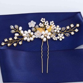 Fstrend Bridal Wedding Hair Pins Silver Sparkly Rhinestones Pearls Hair Pin Crystals Bride Hairpieces Leaves Hair Accessories for Women and Girls(Pack of 2) (Gold) Fstrend Bridal Wedding Hair Pins Silver Sparkly Rhinestones Pearls Hair Pin Crystals Bride Hairpieces Leaves Hair Accessories for Women and Girls(Pack of 2) (Gold)