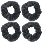 4 Pack Shiny Marble Grain Metallic Festival Christmas Hair Scrunchies Hair Eleastic Bands Scrunchy Hair Ties Ropes Ponytail Holders Wrist Bands for Girls School,Dance,Stage (Black)