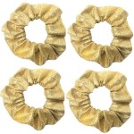 4 Pack Shiny Marble Grain Metallic Festival Christmas Hair Scrunchies Hair Eleastic Bands Scrunchy Hair Ties Ropes Ponytail Holders Wrist Bands for Girls School,Dance,Stage (Gold)