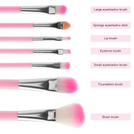MWOOT 7Pcs Girl Makeup Brushes,Synthetic Fiber Make up Brush Set Foundation Blush eyeshadow Eyebrow Lip Brush Blending Cosmetic Beauty Brushes