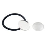 ALLinONE Hair Bands Hair Ties Cabochon Setting Frame Tray 20mm Round Bezel with Glass Domes for DIY Craft (Silver)