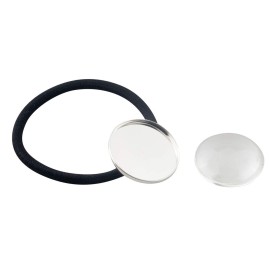 ALLinONE Hair Bands Hair Ties Cabochon Setting Frame Tray 20mm Round Bezel with Glass Domes for DIY Craft (Silver) ALLinONE Hair Bands Hair Ties Cabochon Setting Frame Tray 20mm Round Bezel with Glass Domes for DIY Craft (Silver)