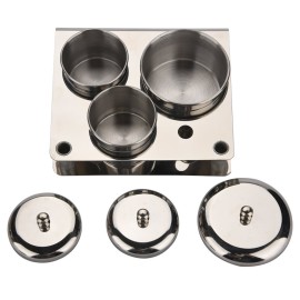 Sonew Nail Art Acrylic Powder & Liquid Storage Set, 3pcs Professional Stainless Steel Kit with Lids, Brush Holder & Powder Pigment Decoration Manicure Tool Storage