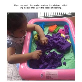 Topwon Inflatable Sand Tray for Kids/Sand Box/Sand Molds/Inflatable Sand/Portable Sand Tray(Random Color) (Random Color, 29x39)