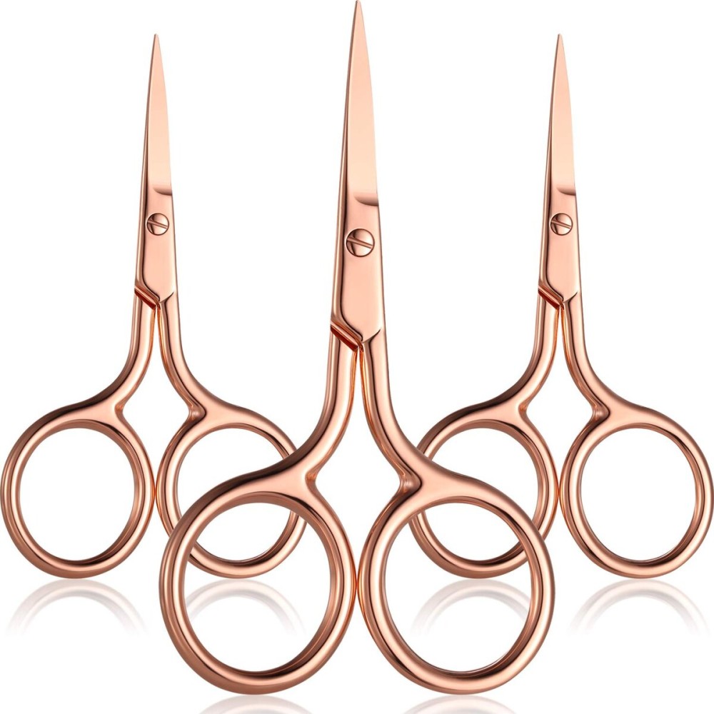 Mudder 3 Pack Small Nose Scissors Facial Hair Trimming Mini Beauty Stainless Steel Grooming Pointed Scissor for Grooming Eyebrows, Nose, Mustache, Beard