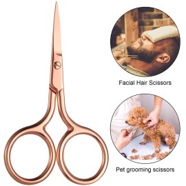 Mudder 3 Pack Small Nose Scissors Facial Hair Trimming Mini Beauty Stainless Steel Grooming Pointed Scissor for Grooming Eyebrows, Nose, Mustache, Beard