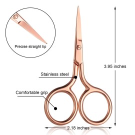Mudder 3 Pack Small Nose Scissors Facial Hair Trimming Mini Beauty Stainless Steel Grooming Pointed Scissor for Grooming Eyebrows, Nose, Mustache, Beard