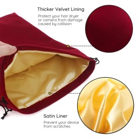 Segbeauty Blow Dryer Bag, Hair Dryer Storage Bag, 11.8x15.7 inches Satin Lined Storage Bags with Drawstring Wine Red Velvet Pouch Bag Travel Organizer for Diffuser, Straighteners, Clothes Segbeauty Blow Dryer Bag, Hair Dryer Storage Bag, 11.8x15.7 inches Satin Lined Storage Bags with Drawstring Wine Red Velvet Pouch Bag Travel Organizer for Diffuser, Straighteners, Clothes