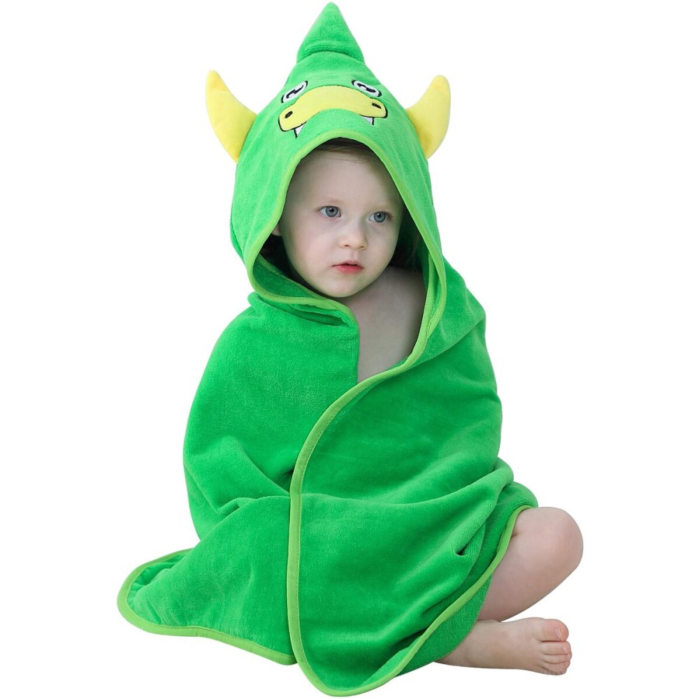 MICHLEY Unisex Baby Animal Hooded Bath Towel Soft Cotton Beach Swimming Bathrobe for 0-6T, Green