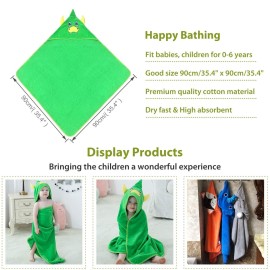 MICHLEY Unisex Baby Animal Hooded Bath Towel Soft Cotton Beach Swimming Bathrobe for 0-6T, Green