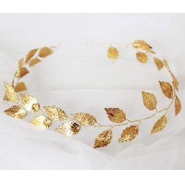 Shegirl Bridal Leaf Hair Vine Delicate Handmade Leaves Hair Chain Gold Wedding Hair Accessories Jewelry for Bride and Women (Gold)