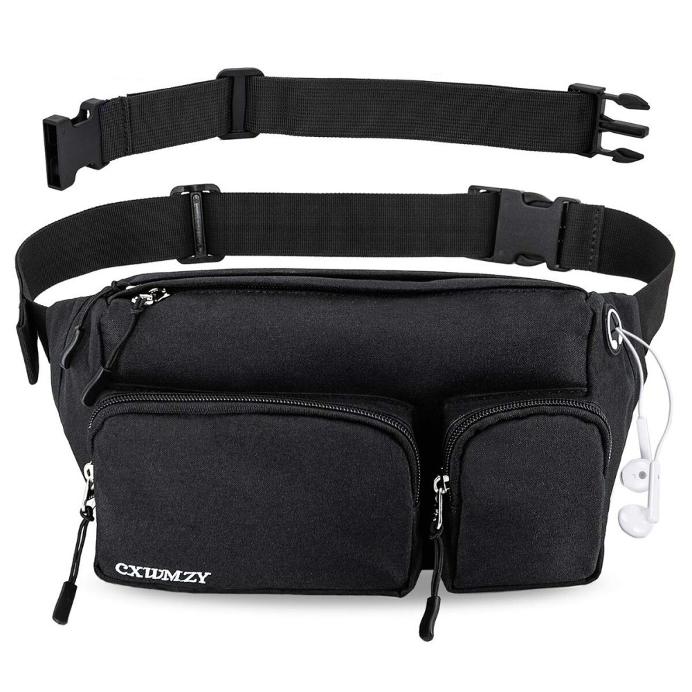 CXWMZY Fanny Packs For Women & Men, Waist Bag Hip Bum Bag Strap Extension Large Capacity Easy Carry Any Phone Passport Wallet for Outdoors Workout Traveling Casual Running Hiking Cycling Dog Walking