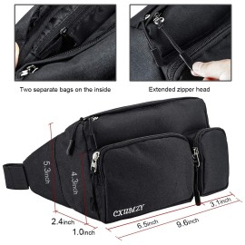 CXWMZY Fanny Packs For Women & Men, Waist Bag Hip Bum Bag Strap Extension Large Capacity Easy Carry Any Phone Passport Wallet for Outdoors Workout Traveling Casual Running Hiking Cycling Dog Walking