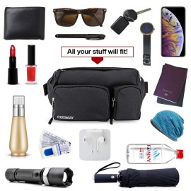 CXWMZY Fanny Packs For Women & Men, Waist Bag Hip Bum Bag Strap Extension Large Capacity Easy Carry Any Phone Passport Wallet for Outdoors Workout Traveling Casual Running Hiking Cycling Dog Walking