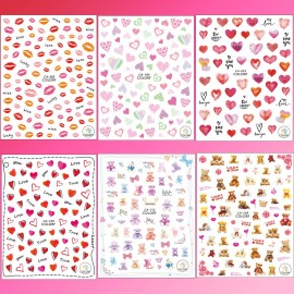 Adurself 1000+ Patterns Valentine\'s Day Nail Art Decals Lips 3D Nail Self-Adhesive Stickers Rose Heart Bear Love for Women Girls Kids DIY Nail Design Manicure Adurself 1000+ Patterns Valentine\'s Day Nail Art Decals Lips 3D Nail Self-Adhesive Stickers Rose Heart Bear Love for Women Girls Kids DIY Nail Design Manicure