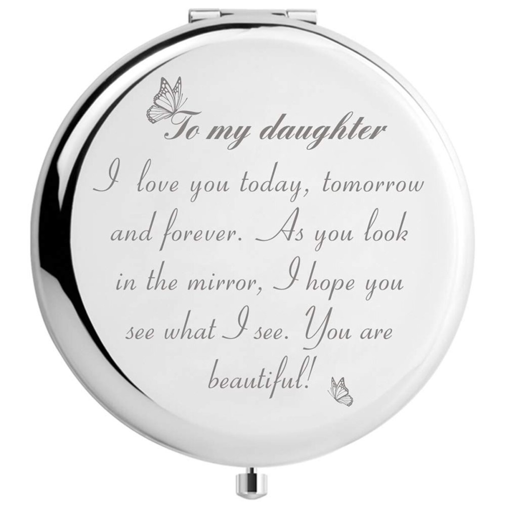 DIDADIC Daughter Gifts from Dad Mom Engraved Makeup Mirror for Daughters DIDADIC Daughter Gifts from Dad Mom Engraved Makeup Mirror for Daughters