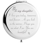 DIDADIC Daughter Gifts from Dad Mom Engraved Makeup Mirror for Daughters