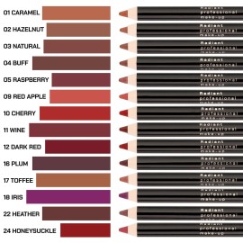 Radiant Professional Waterproof Lip Liner Pencil - Long Lasting Lip Liner for Defined Lips - Soft & Creamy Lipliner with Vitamin E - Long Lasting - 1.20gr, (03 NATURAL)