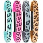 FROG SAC 4 Leopard Headbands for Girls, Adjustable Stretch Elastic Cheetah Fabric Head Band for Kids, Thin No Slip Athletic Sport Hair Accessories for Women