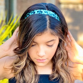 FROG SAC 4 Leopard Headbands for Girls, Adjustable Stretch Elastic Cheetah Fabric Head Band for Kids, Thin No Slip Athletic Sport Hair Accessories for Women