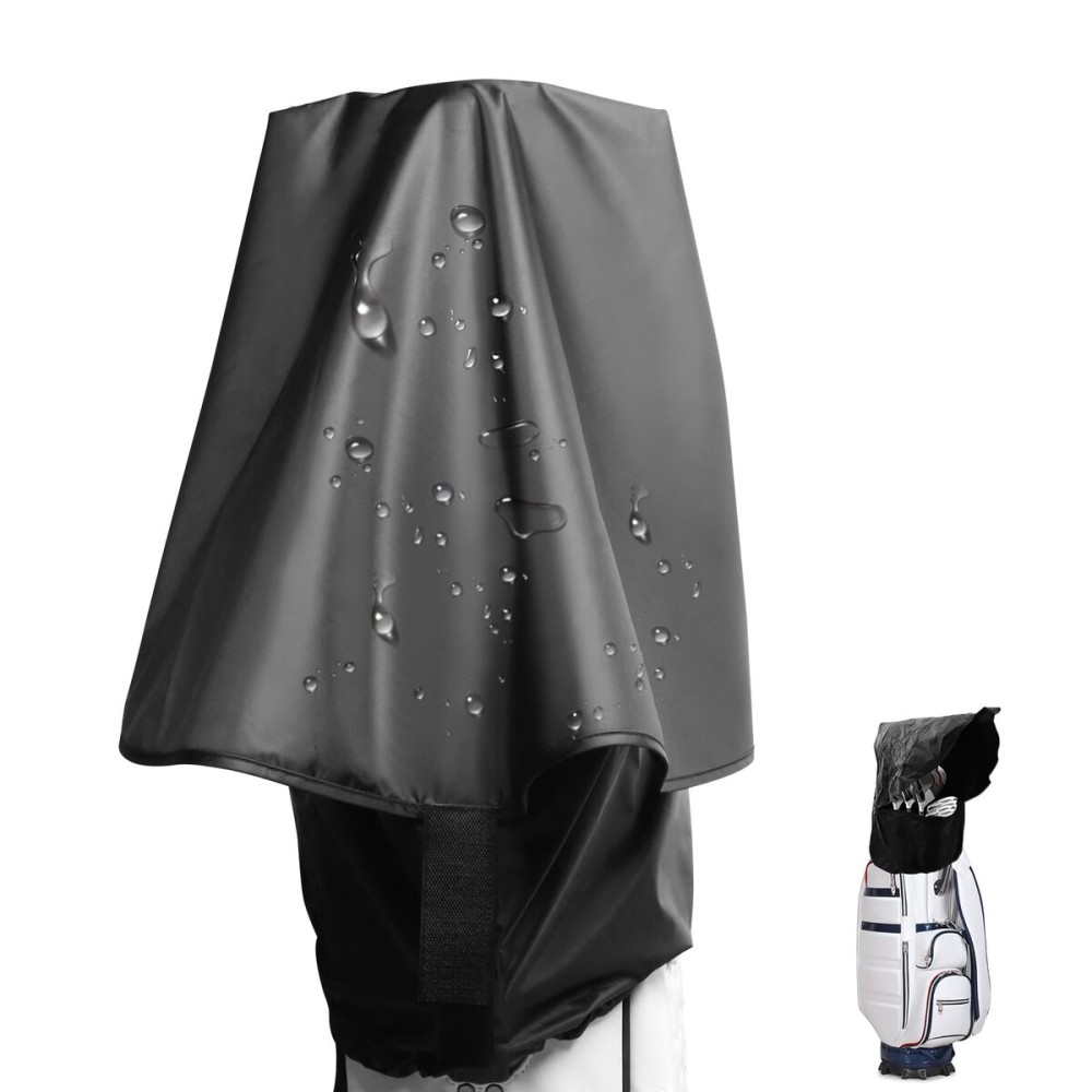 Golf Bag Rain Cover Waterproof Hood Protection Black Pack Durable Lightweight Club Bags Raincoat for Men Women Golfer (1 Pack Standard)