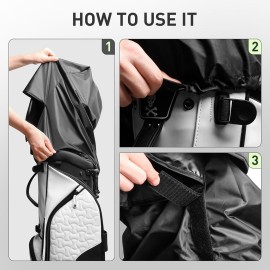 Golf Bag Rain Cover Waterproof Hood Protection Black Pack Durable Lightweight Club Bags Raincoat for Men Women Golfer (1 Pack Standard)