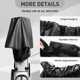 Golf Bag Rain Cover Waterproof Hood Protection Black Pack Durable Lightweight Club Bags Raincoat for Men Women Golfer (1 Pack Standard)