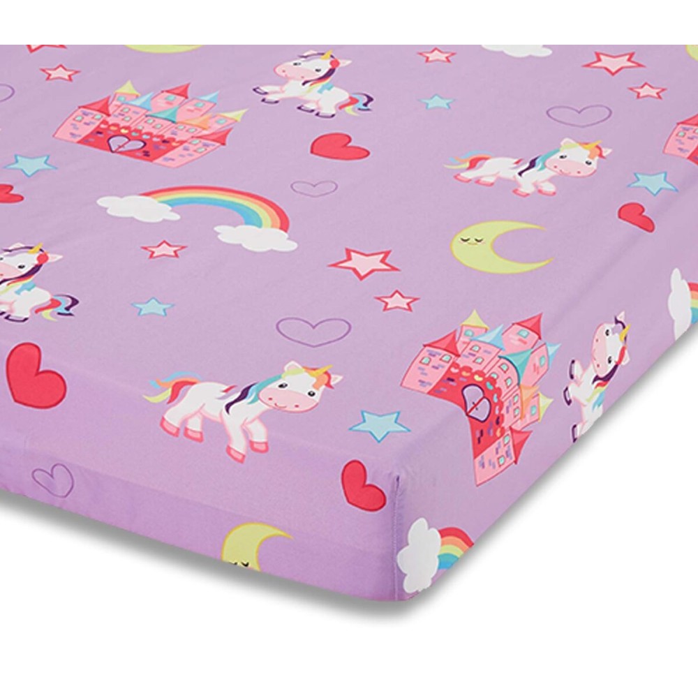 EVERYDAY KIDS Baby Girl Fitted Crib Sheet Unicorn Dreams, 100% Soft Microfiber, Breathable Baby Sheet, Fits Standard Size Crib Mattress 28in x 52in, Nursery Sheet