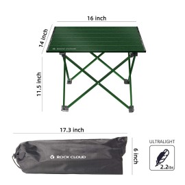 ROCK CLOUD Portable Camping Table Ultralight Aluminum Folding Beach Table Camp for Camping Hiking Backpacking Outdoor Picnic, Green
