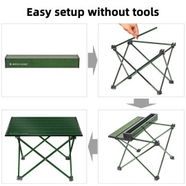 ROCK CLOUD Portable Camping Table Ultralight Aluminum Folding Beach Table Camp for Camping Hiking Backpacking Outdoor Picnic, Green